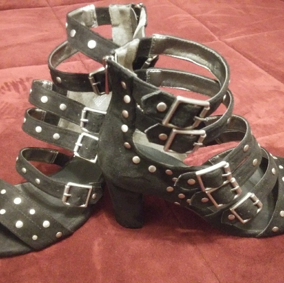 Strappy Studded Gladiator Heels (Width Width) - Picture 2 of 8